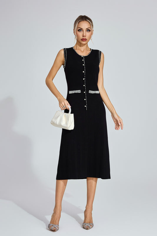 Louvre Pearl Button Knit Dress