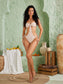 Cutout beige one piece swimwear