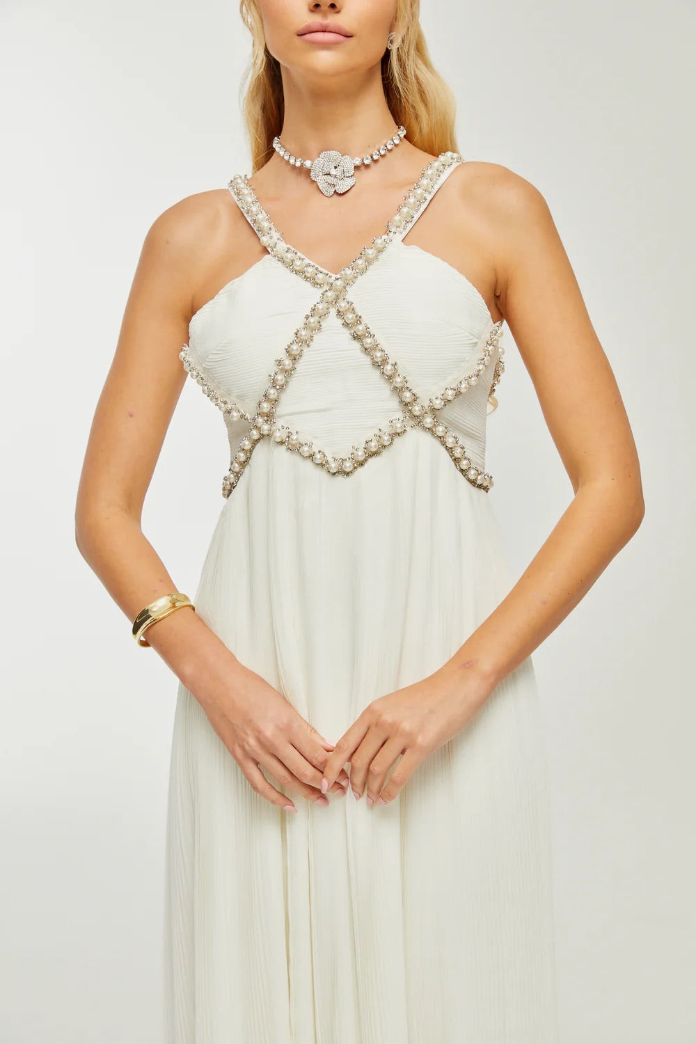 Hermine pearls midi dress