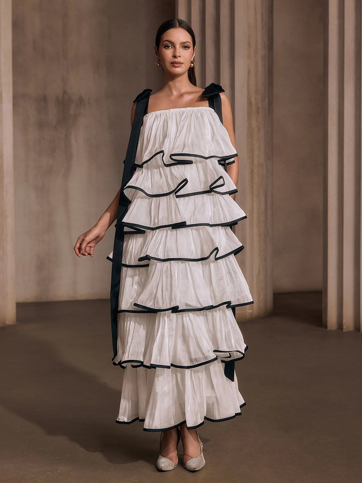 Ribbon Tier Maxi Dress