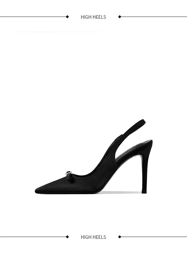 Amara Satin Bow Slingback Heels