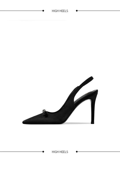 Amara Satin Bow Slingback Heels