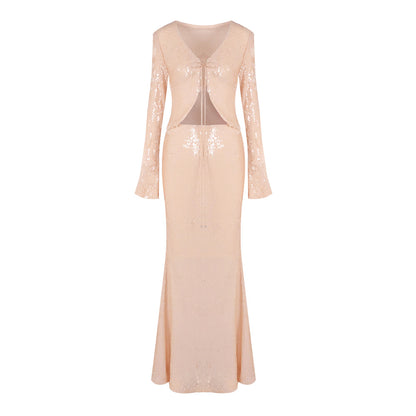 Sierra Rose Gold Sequin Set Gown