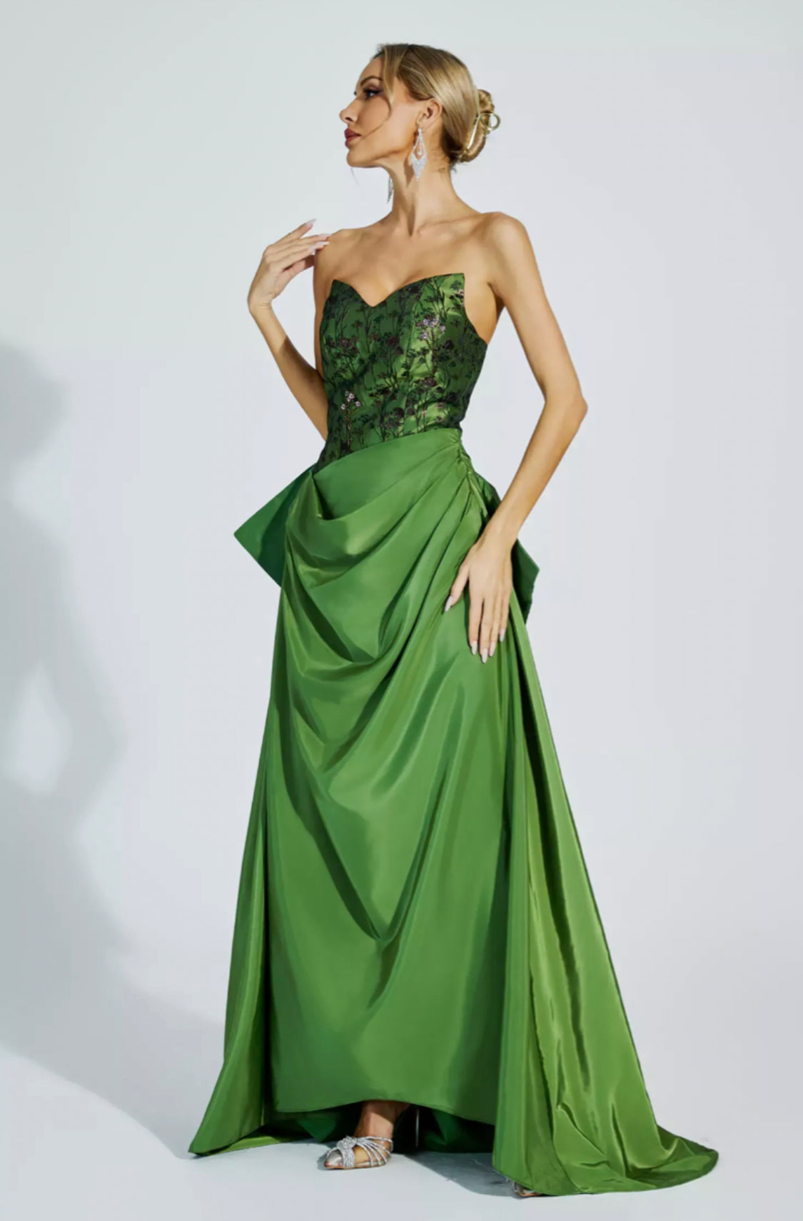 Dulce green bow maxi dress