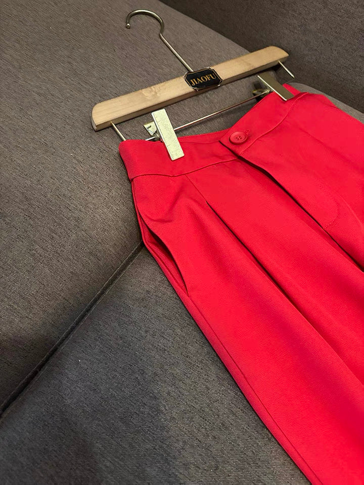 Camélia Flower Blazer Red Suit Set