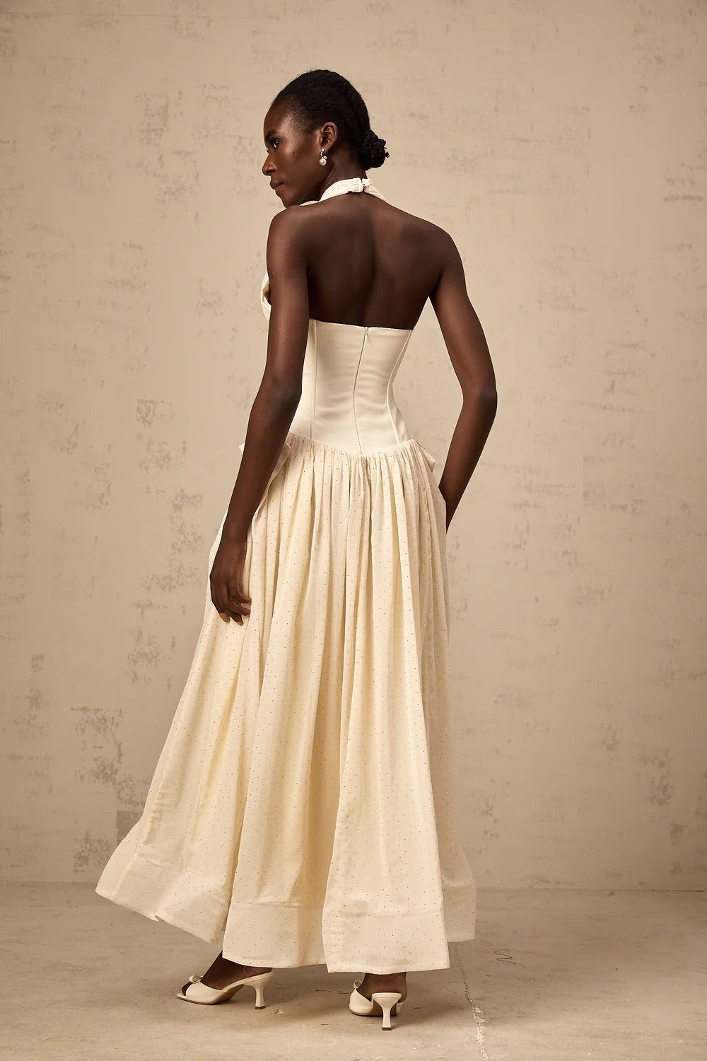 Vanilla cream tulle maxi dress