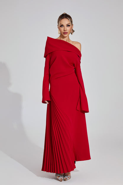 Valentina Draped Pleated Maxi Dress