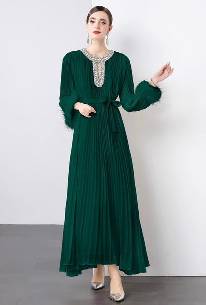 Regal Pleats crystal Gown