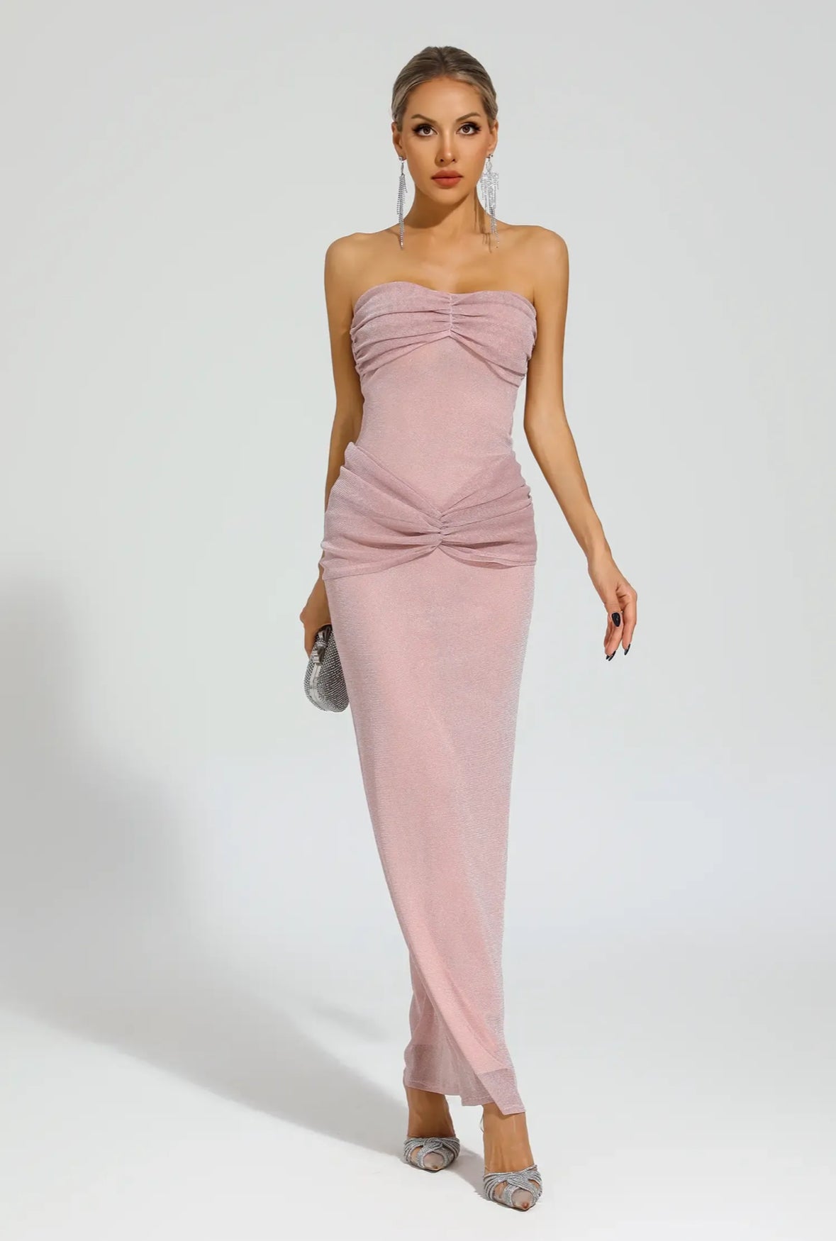 Pink strapless maxi dress