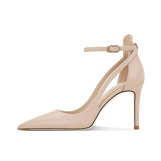 Annie Nude Ankle Strap Heels