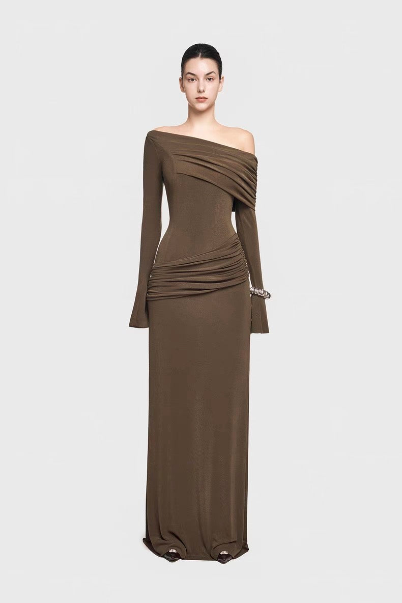 Cassia One-Shoulder Draped Gown