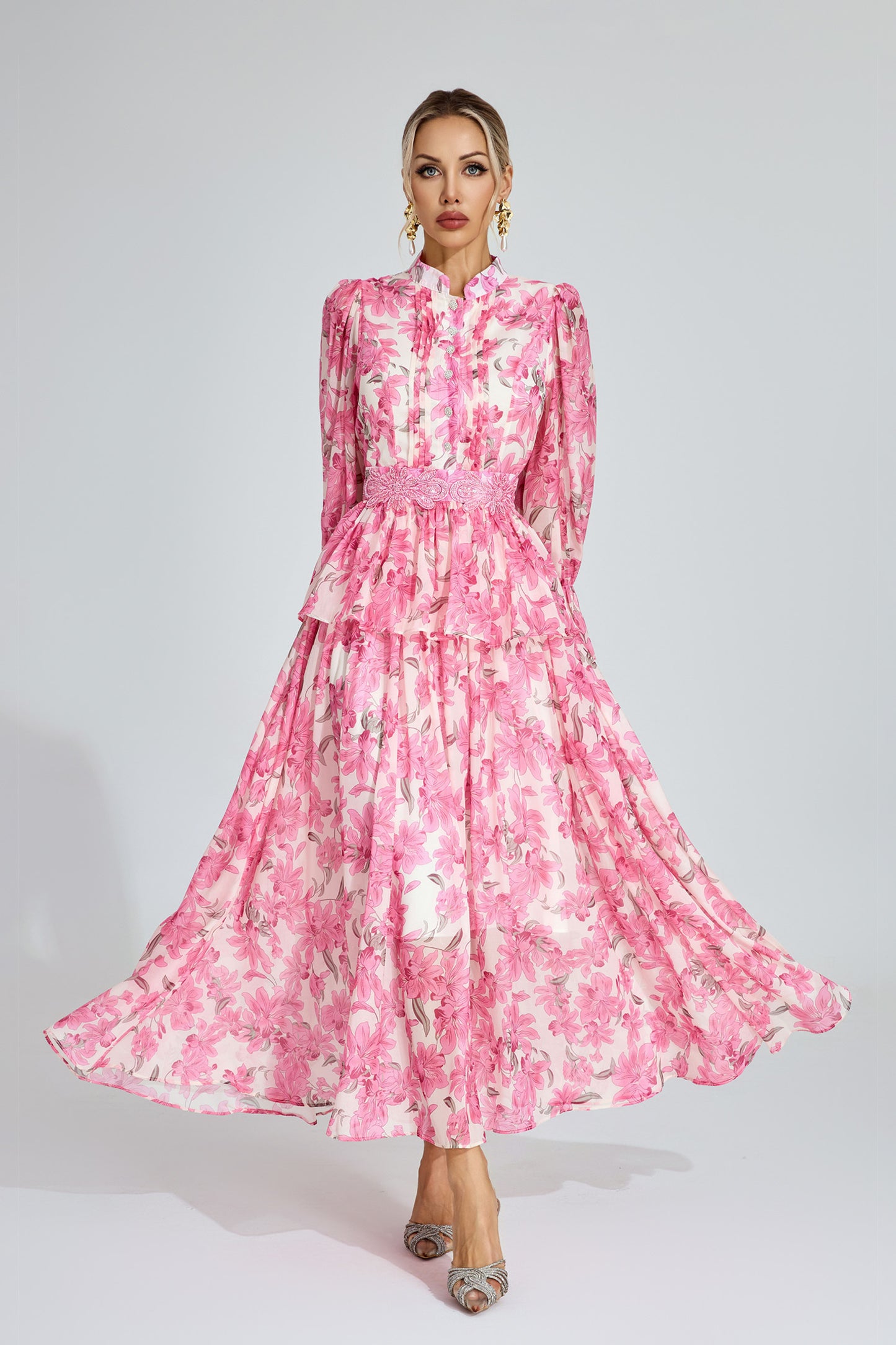 Celeste Peony Belted Maxi Dress