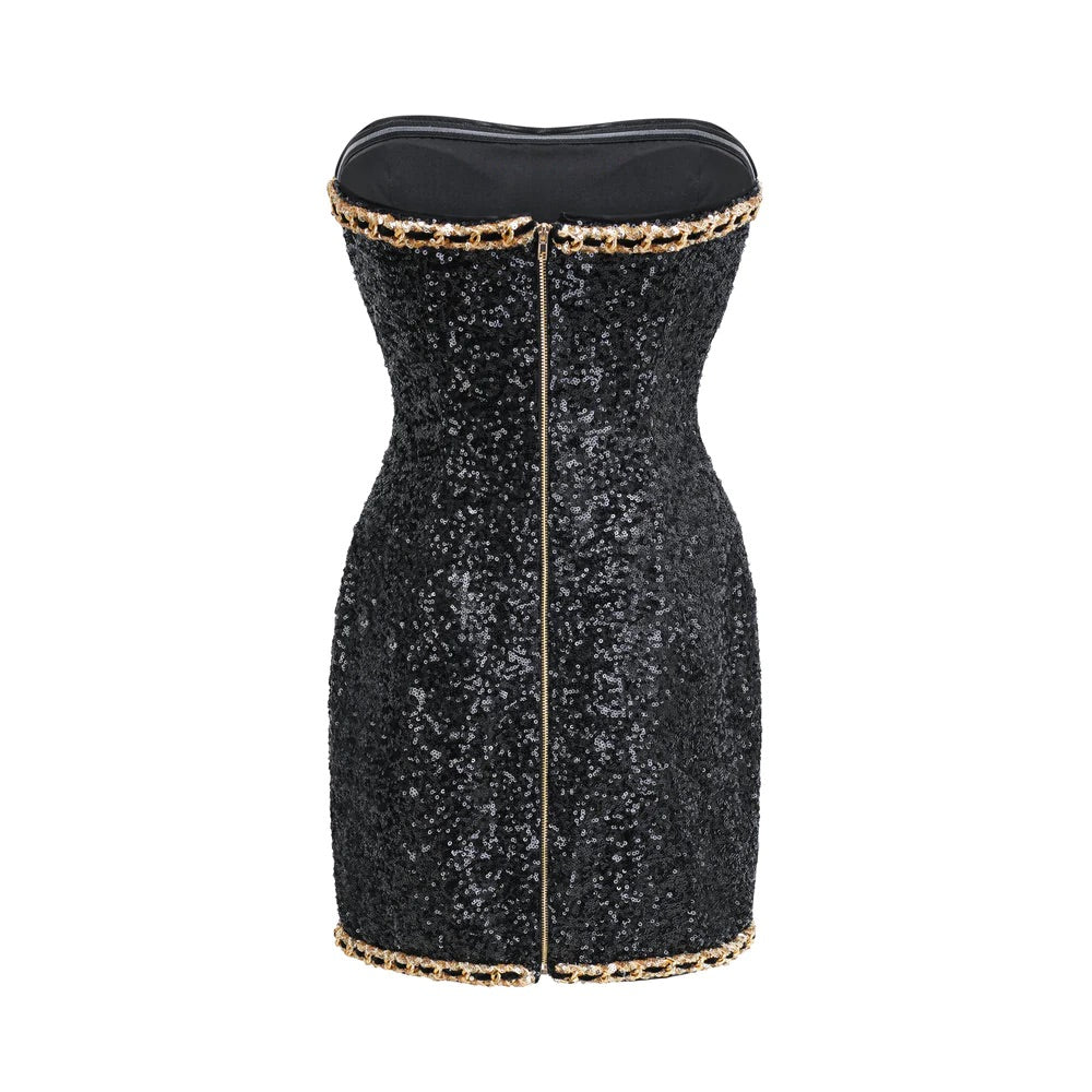 Black sequin mini dress