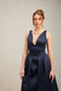 Dark blue satin midi dress