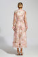 Pink mesh floral maxi dress (Preorder)