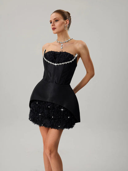 Noire Rosette Corset Mini Dress