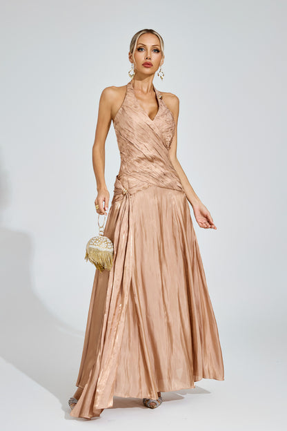 Golden Halo Satin Gown