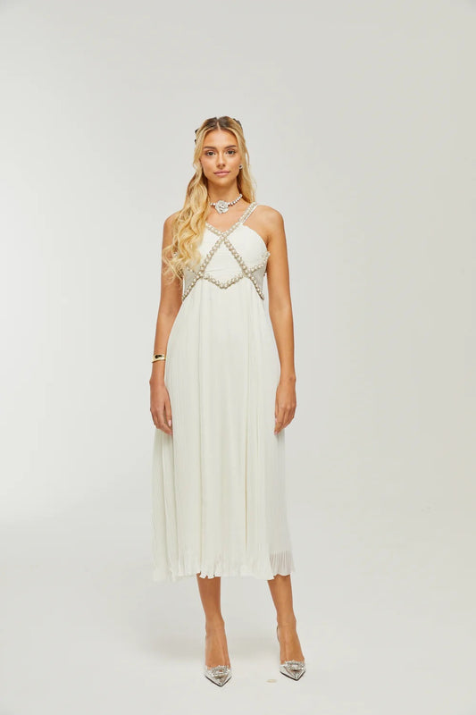 Hermine pearls midi dress