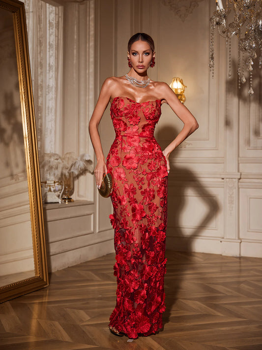 Élodie Floral Appliqué Gown