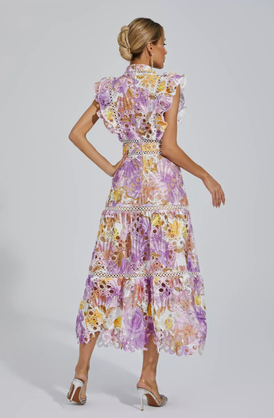 Ayleen orange floral midi dress