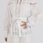 Whitr belted long sleeves maxi dress