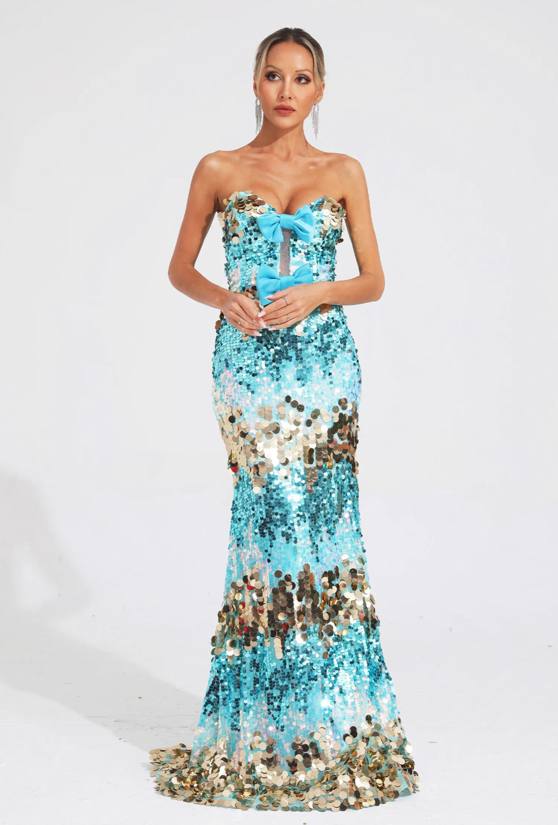 Blue sequin maxi dress