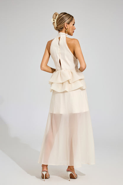 Soleil Ruffle Halter Maxi Dress