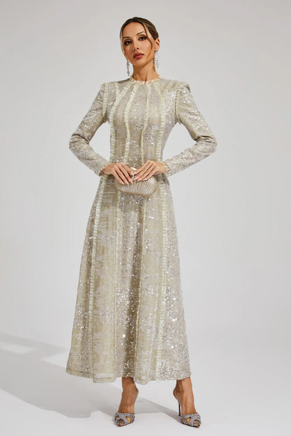 Laurine Sequin Long Sleeve Gown