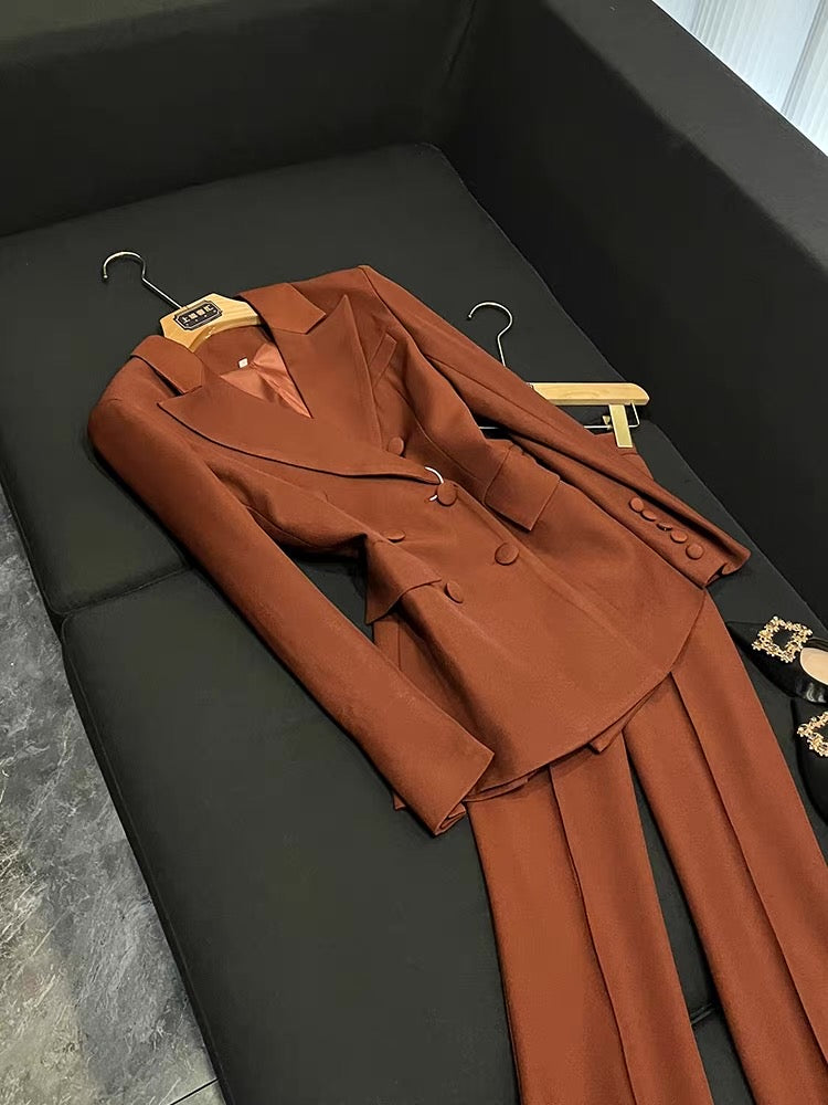 Vienna Double-Breasted Blazer and Flared Pants Set