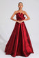 Bow satin red maxi dress