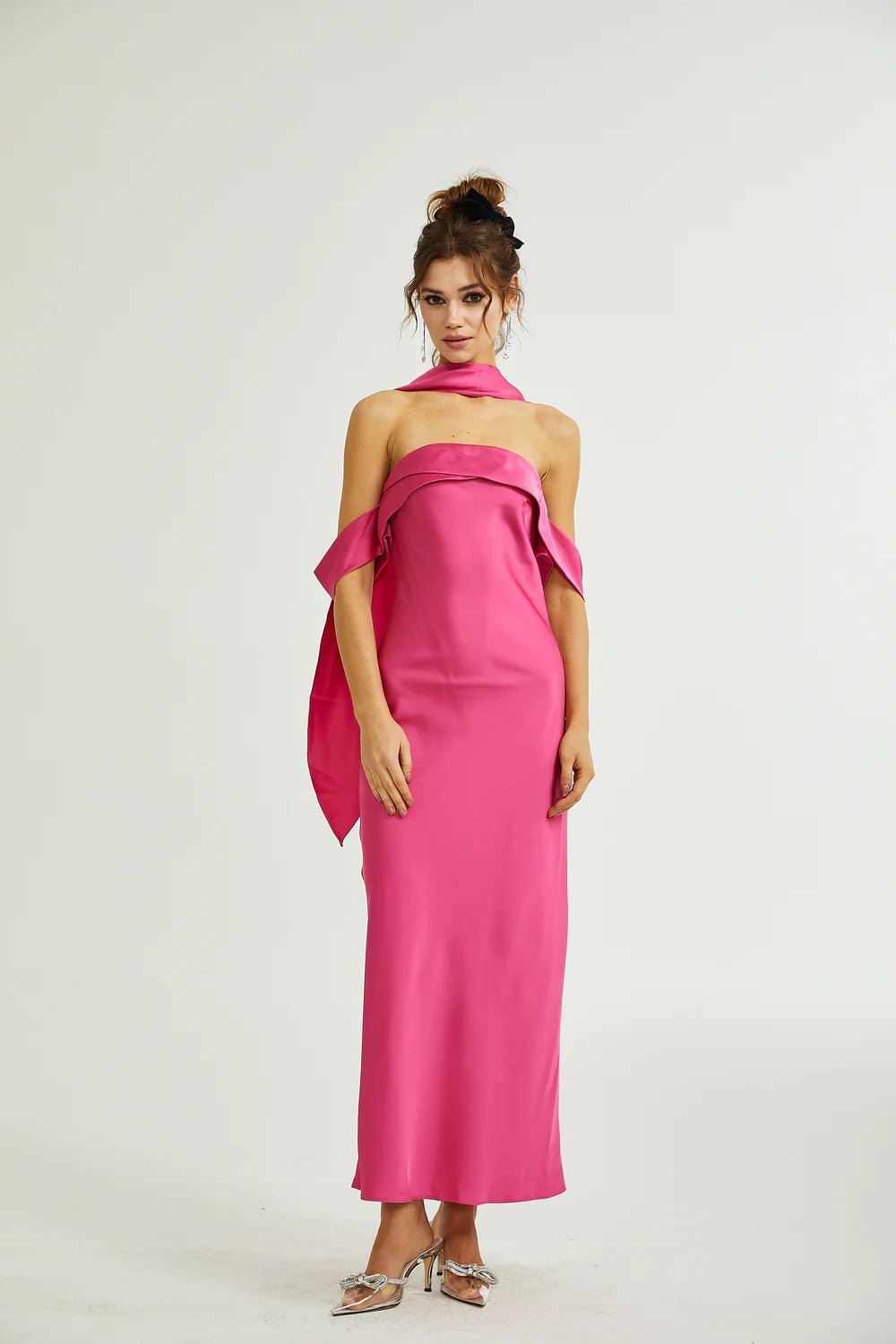 Clara satin midi dress