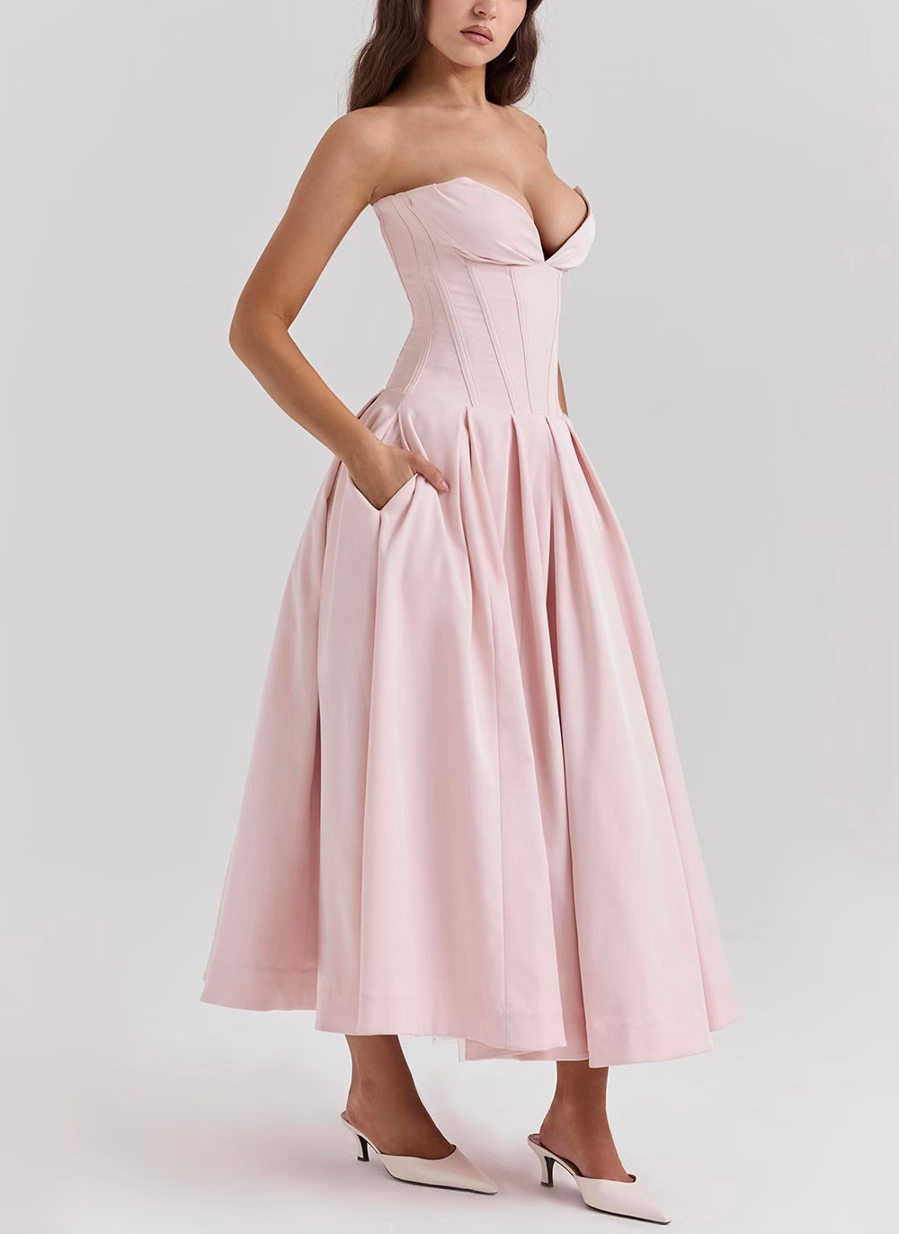 Lady strapless midi dress