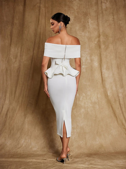 Off shoulder flounce top & skirt set