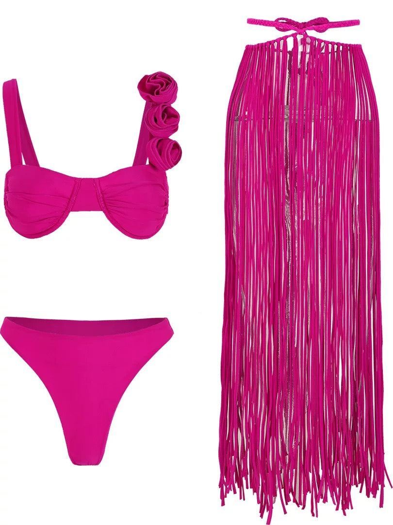 Rosa Fringe Bikini Set