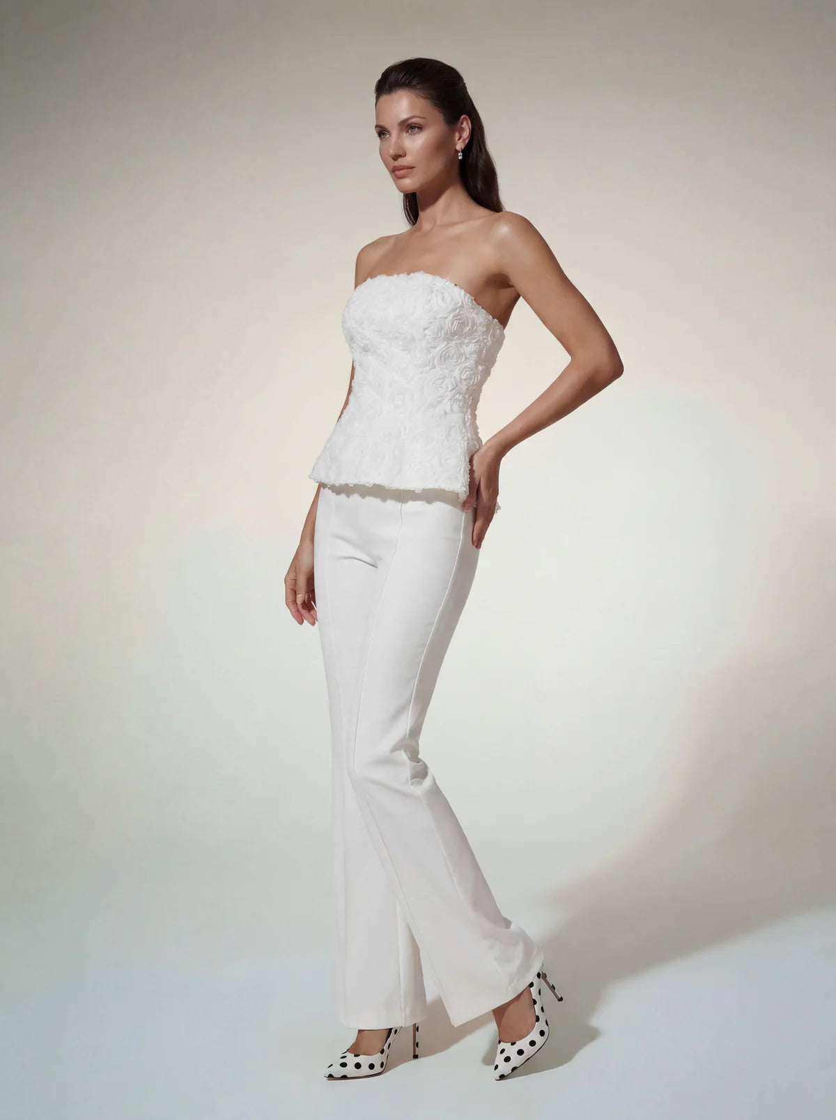 Ivory Peony Flower Corset Set