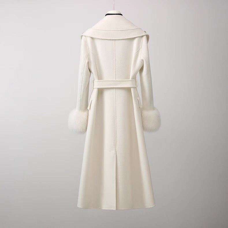 Amélie Embellished Wool-Fox Fur Coat