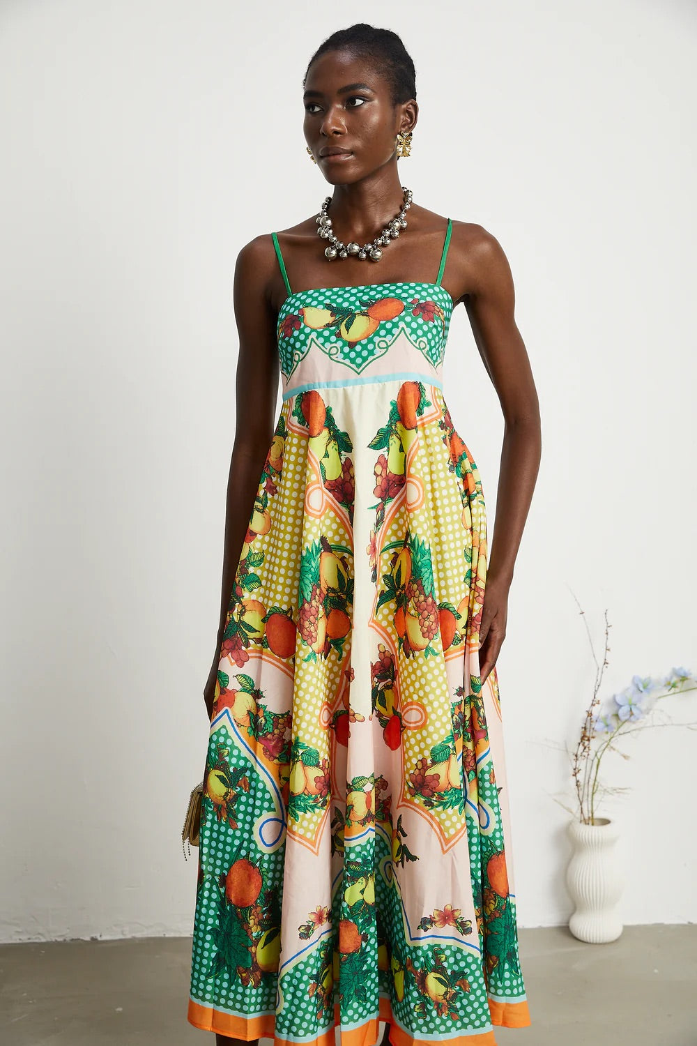 Evianna fruits print midi dress