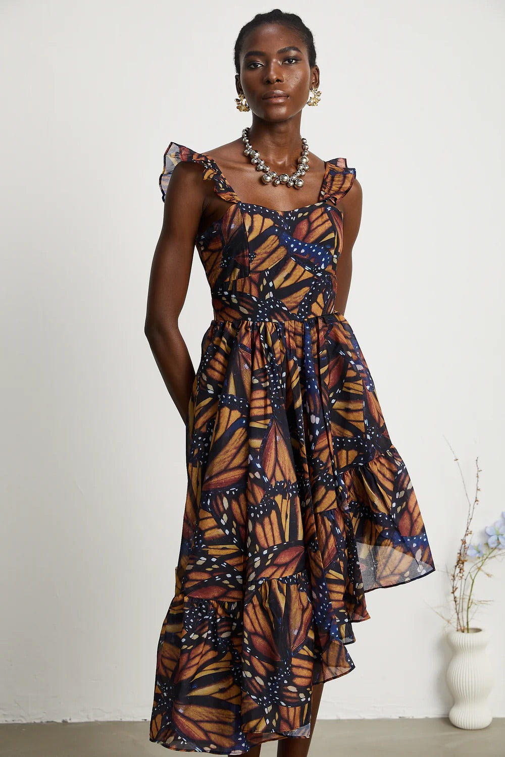 Coralie butterfly print midi dress