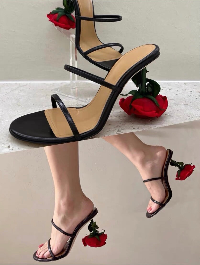 Rose heeled sandals (8176375333102)