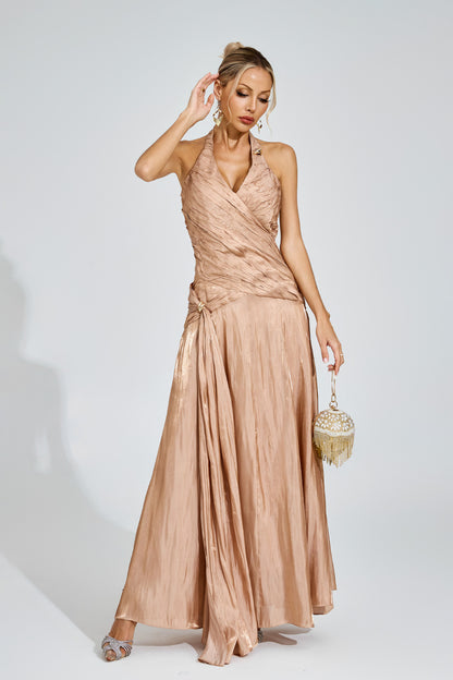 Golden Halo Satin Gown