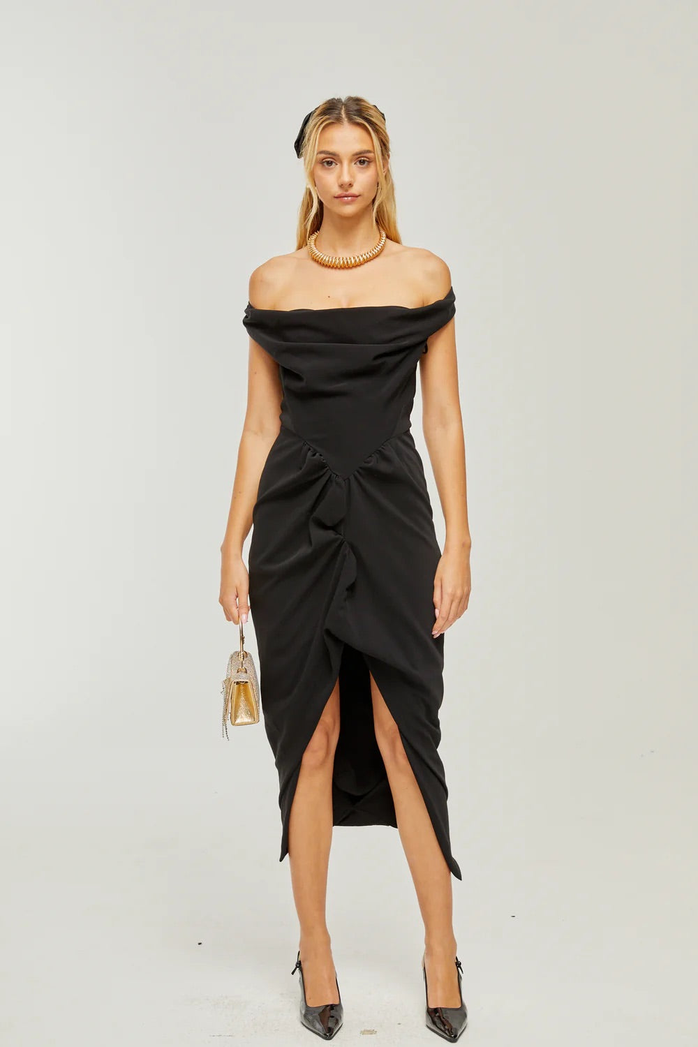 Louise asymmetric midi dress