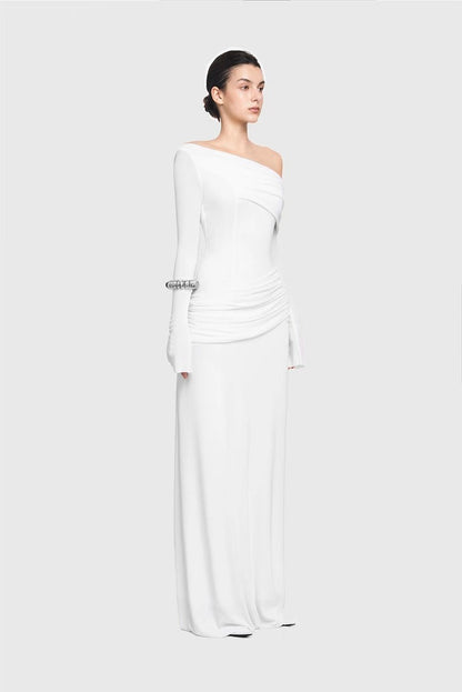Cassia One-Shoulder Draped Gown
