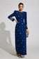 Blue diamond long sleeves maxi dress