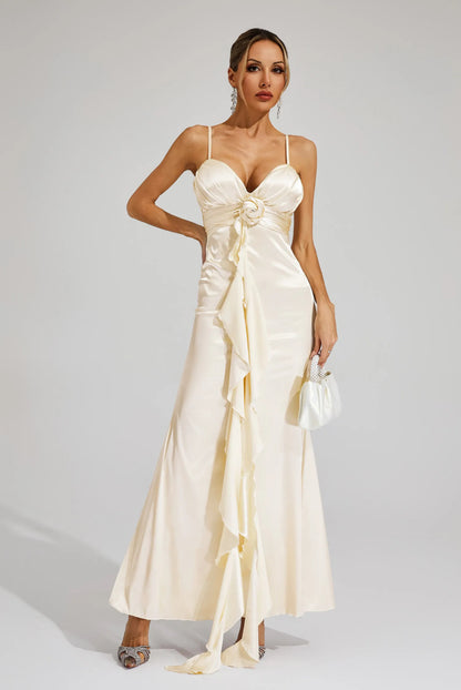 Rosé Satin Drape Gown