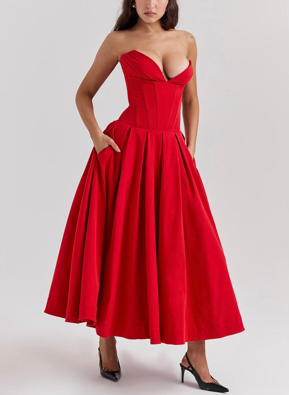 Lady strapless midi dress