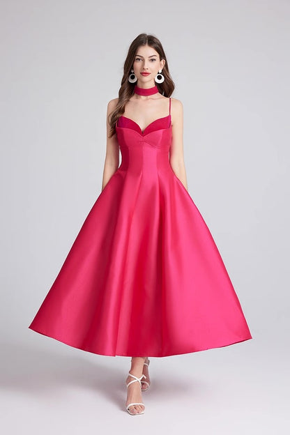 Rosalie Satin Choker Midi Dress