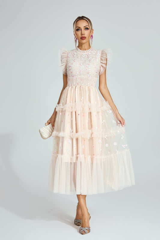 Élise Tulle Blossom Midi Dress