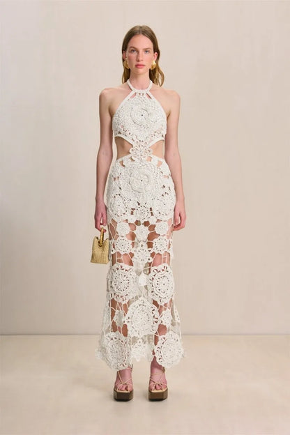 Floral Lace Cutout Maxi Dress