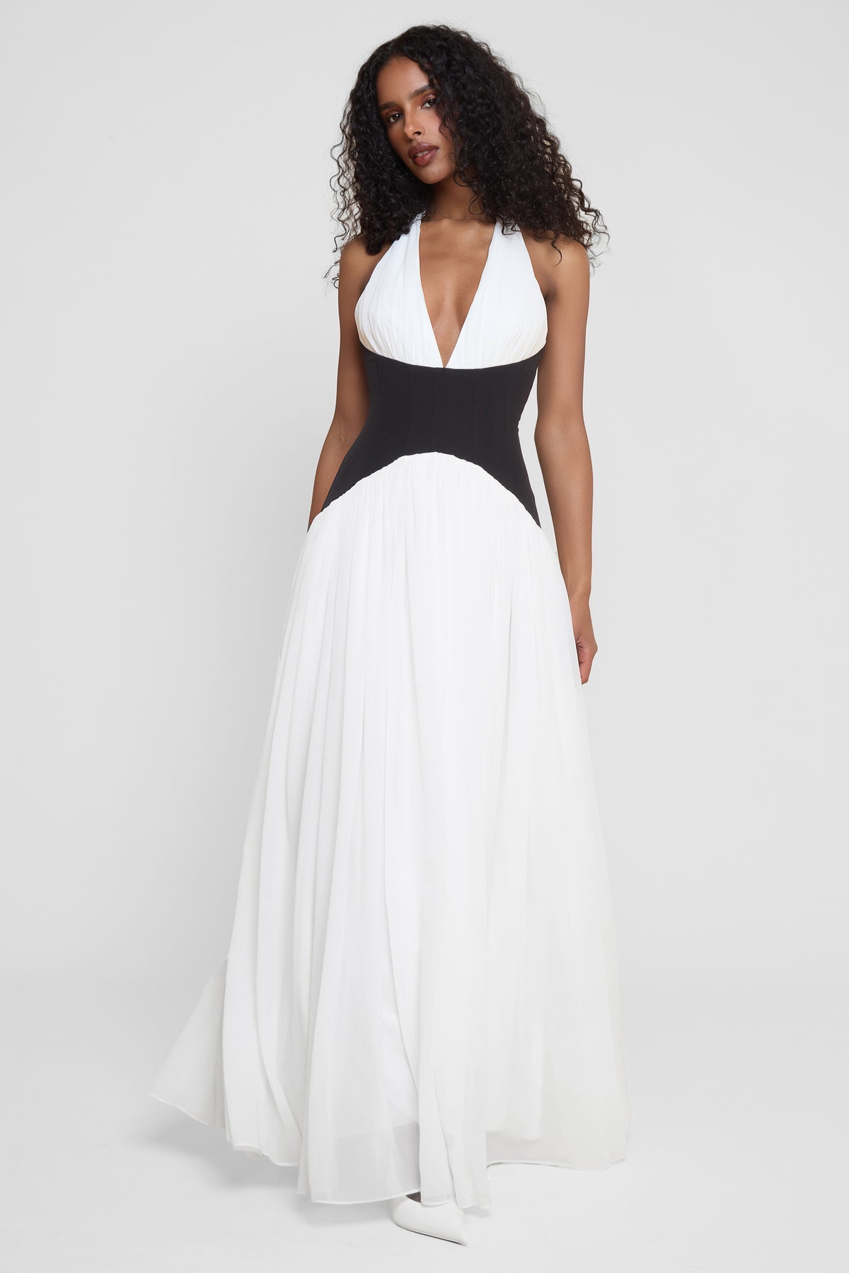 Odette Monochrome Halter Gown