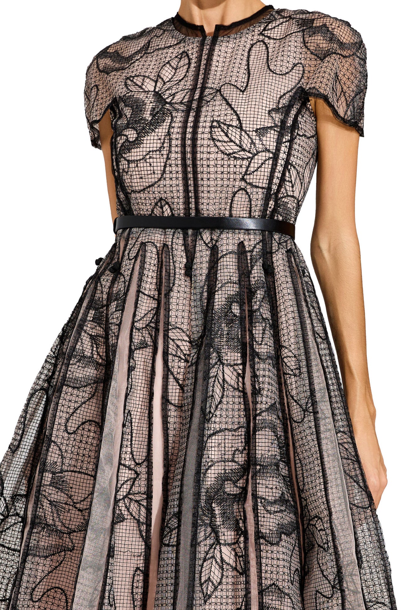 Noire Fleur Embroidered Mesh Dress